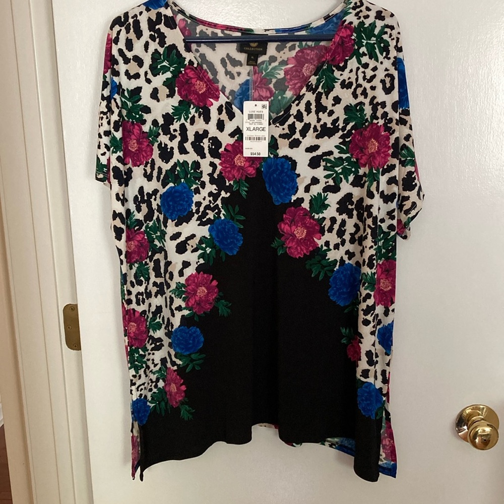 JM Collection, XL, Lux Hues, Floral Top